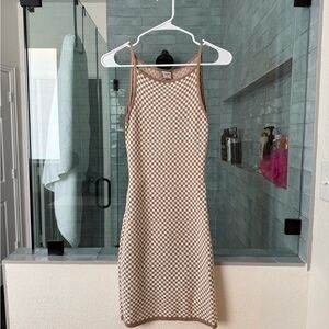A&F Checkered Tan and Cream Dress NWT
